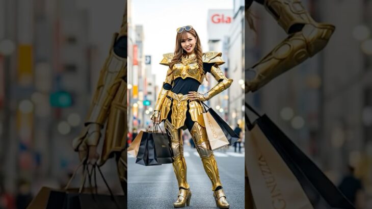 【変身女子】銀座の黄金聖闘士・ギンブラのワコウ #ＢＧＭ付き #特撮 #変身 #聖闘士星矢 #ai  #生成ai