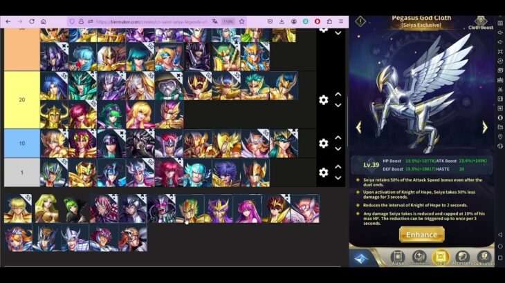 Cloth Tier List / 聖衣強化優先度 – Saint Seiya Legend of Justice / 聖闘士星矢レジェンドオブジャスティス