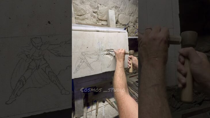 2-Sculpture in progress-WIP Camus VS Hyoga #saintseiya #stonesculpture #caballerosdelzodiaco #聖闘士星矢