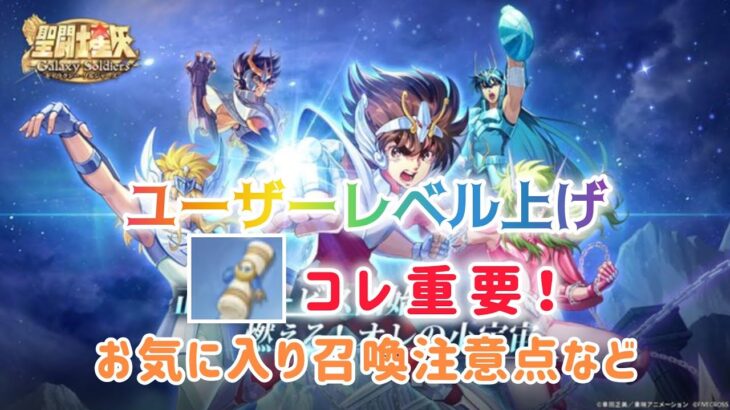 【聖闘士星矢ギャラクシーソルジャーズ】ユーザーレベル上げ　クイック挑戦チケット　コレ重要！お気に入り召喚注意点など
